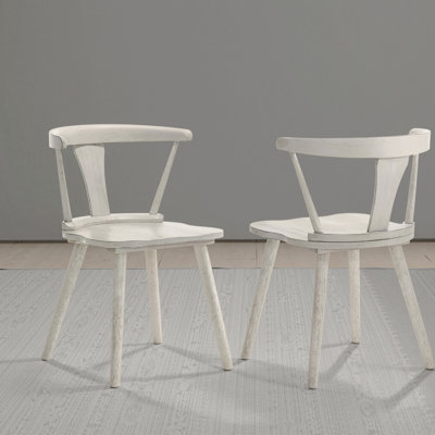 2-Piece Rustic Dining Side Chair Set, Solid Wood Frame, Farmhouse Modern Design