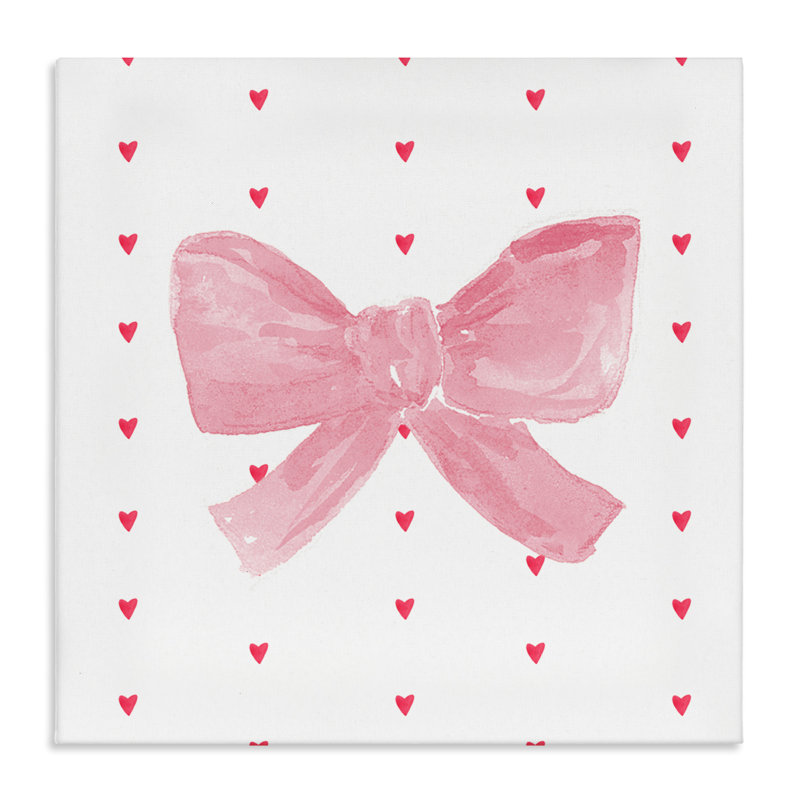 «Pink Bow on Hearts» par Lucille Price, H 17 po x l 17 po