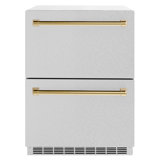 ZLINE Autograph Edition 24 In. Touchstone Refrigerator Drawer in Black Matte and Gold