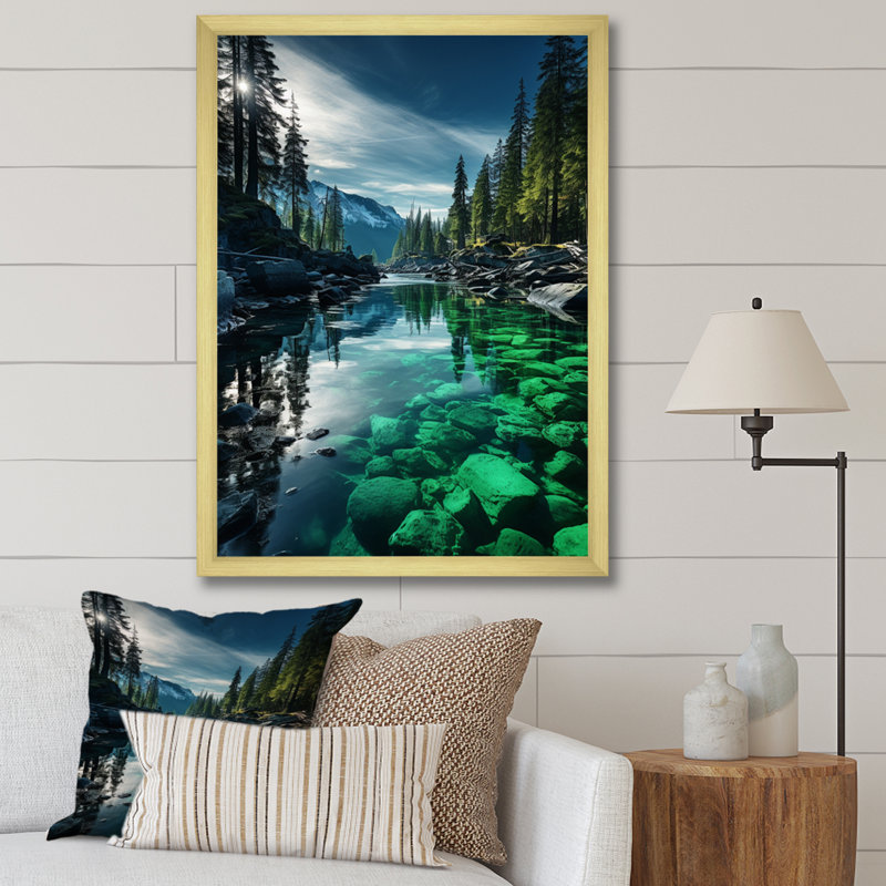 Belverly Alaska Northern Lights - impression, H 32 po x l 24 po x P 1 po, Encadrement doré