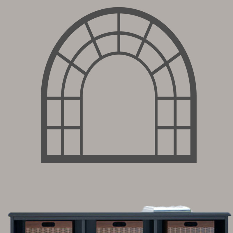 Décalcomanie murale cadre de fenêtre arched, Gris foncé