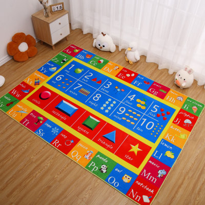 Kids Rug Playroom Rug Mat with ABC Alphabet Rug Number Alphabet Shape Fruit Learning Educational Area Rug - Large Non-Slip Kids Room Play Mat -  Zoomie Kids, E2BF2CE1572942A78A7ACE7AF6E6846D