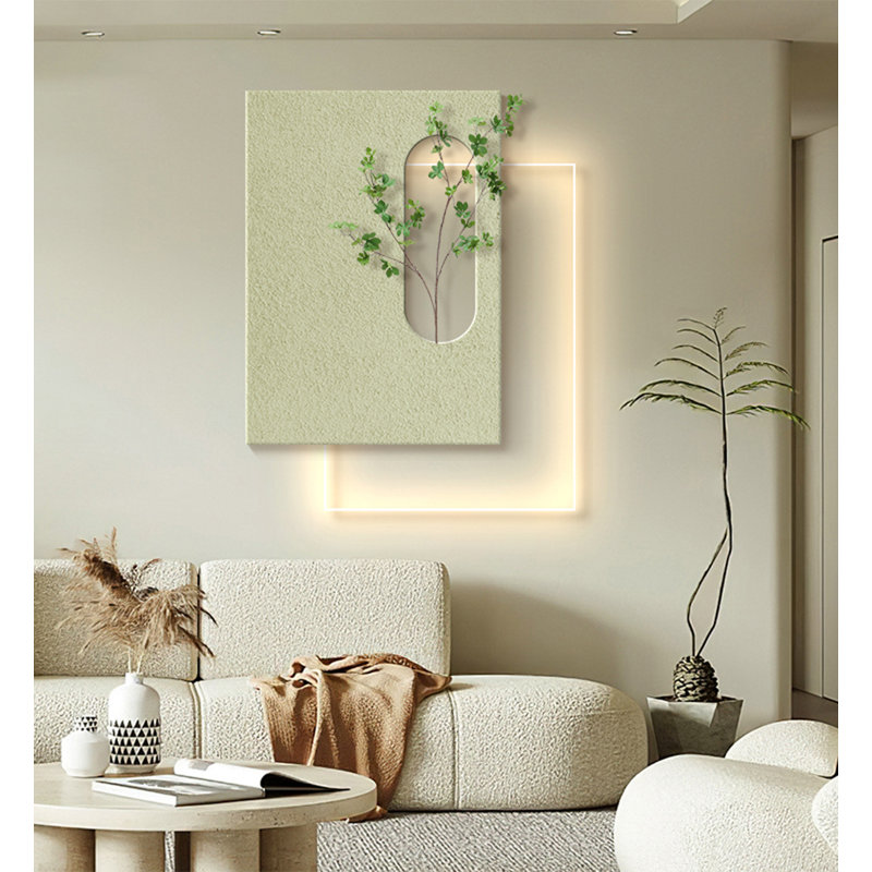 Peinture murale en acrylique Wabi-Sabi, H 21,65 po x l 18,9 po x P 0,79 po, Vert
