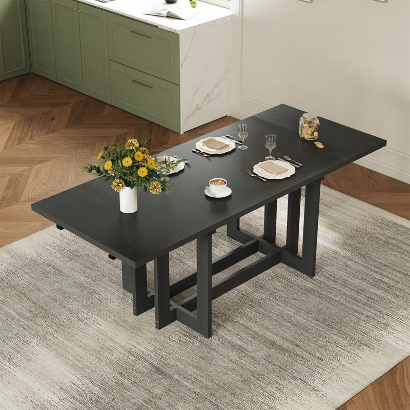 Table de salle à manger extensible de 82 pouces avec table à tréteaux 12 po TopMAX Rustic, Gris