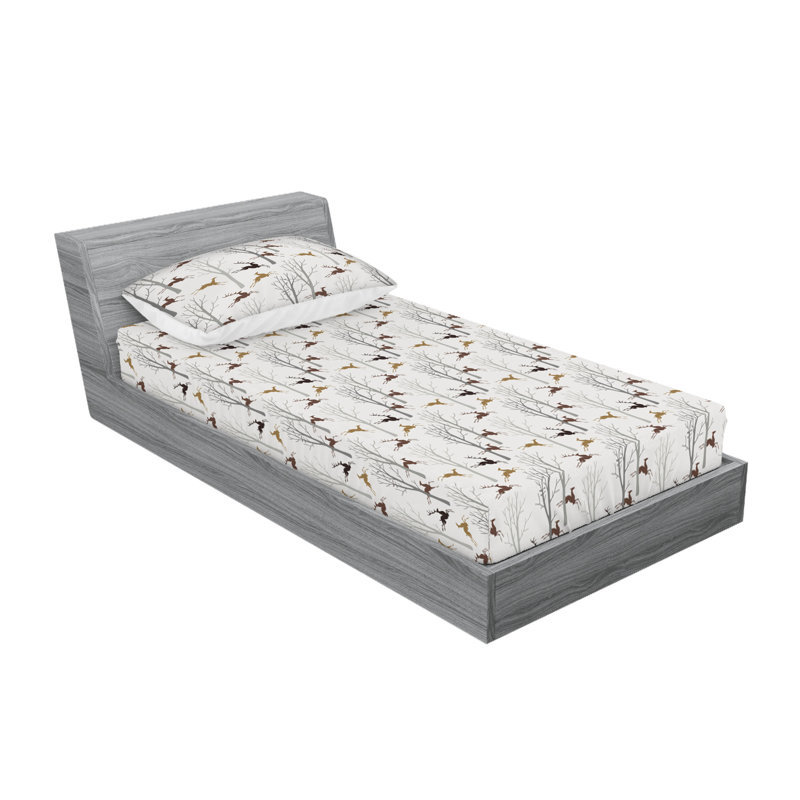 Drap-housse et taie décorative Ambesonne, Ensemble de draps pour lit simple avec 1 taie d'or