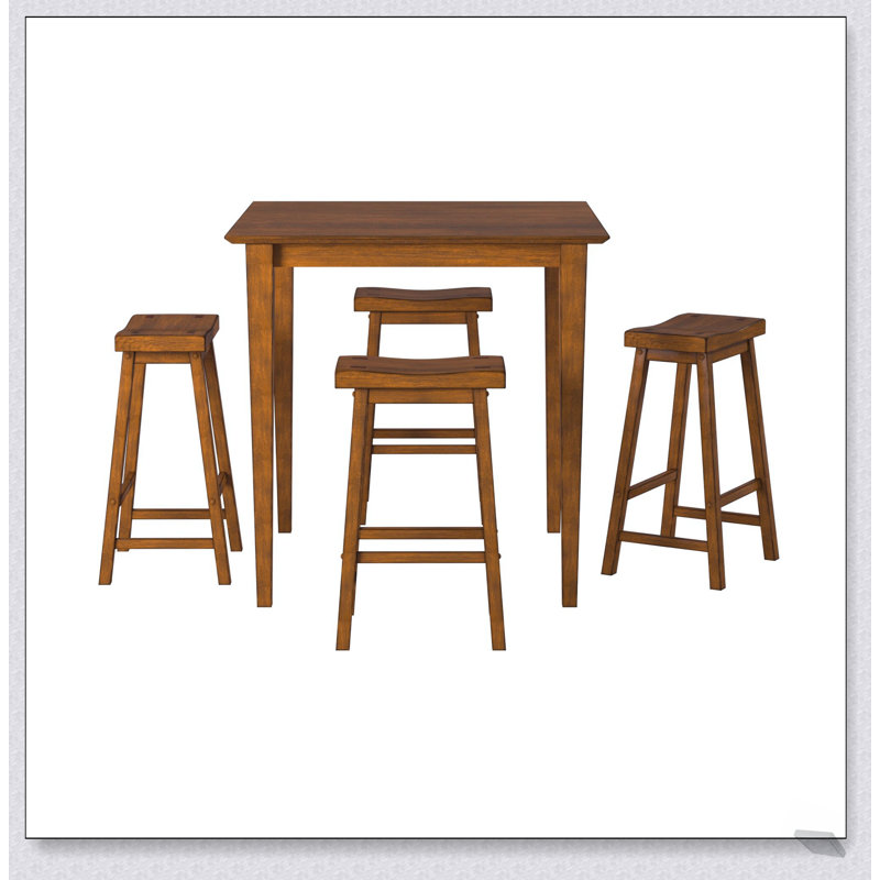 Tabourets de bar décontractés de 29 po, ensemble de 2 pièces avec siège de selle, finition en bois de chêne massif, mobilier de maison durable et élégant