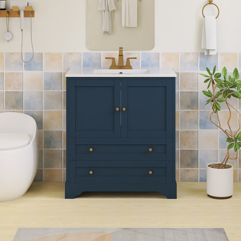 Ensemble de meuble-lavabo autoportant 30 po avec comptoir en céramique 30 po