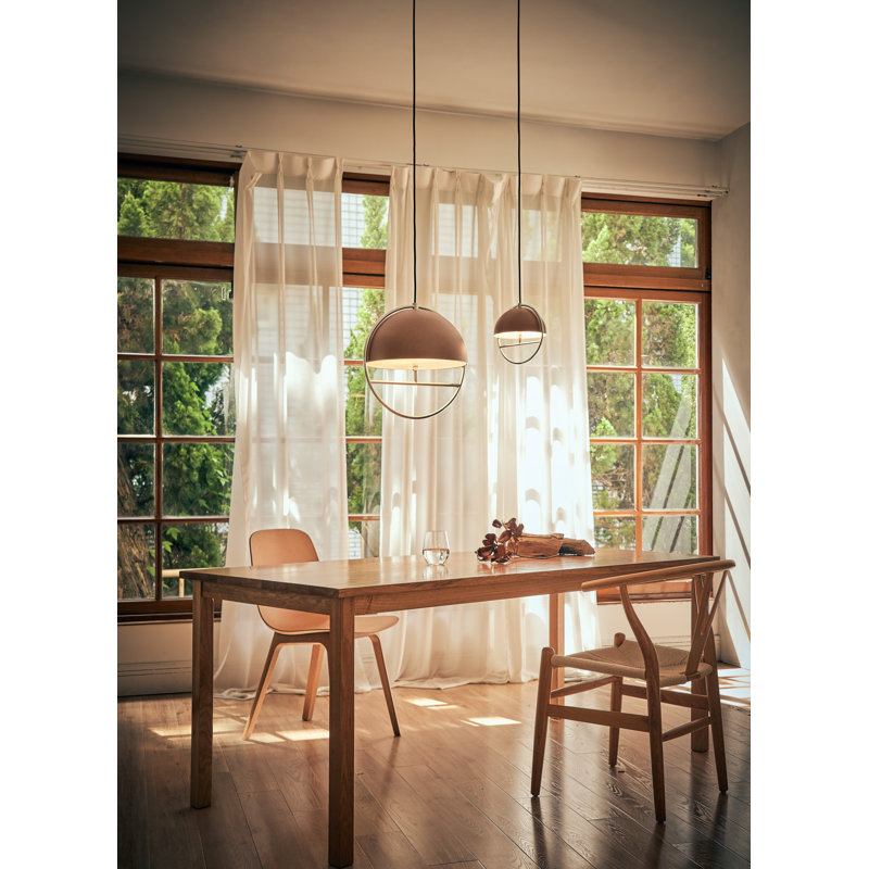 Luminaire suspendu Huan, H 15,7 po x l 15,5 po x P 14,1 po, Cacao / chrome, Chrome