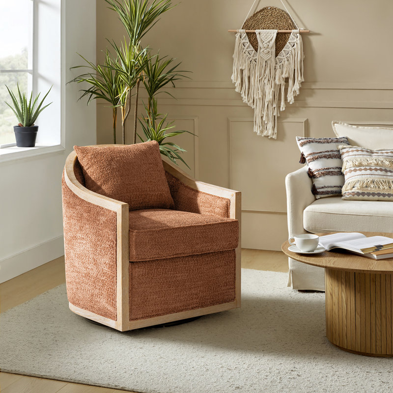 Fauteuil demi-tonneau Manja Jess Farmhouse, Polyester corail