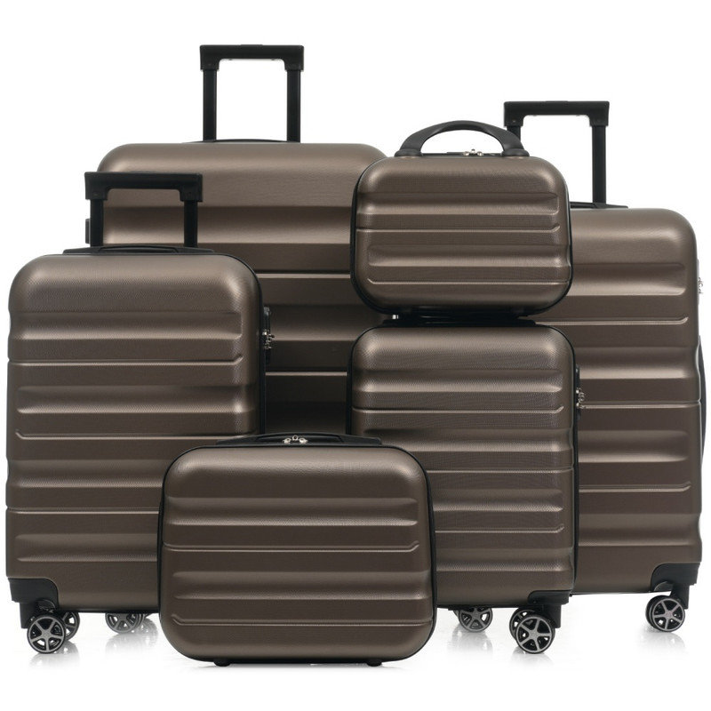 Ensemble de 6 valises rigides en ABS avec valises légères et durables avec roulettes doubles pour le voyage