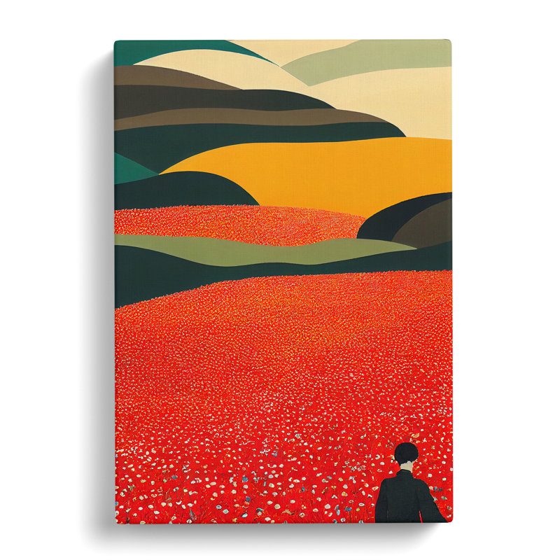 Cregan Poppy Field View - Wrapped Canvas, 76cm H x 50cm W x 3cm D