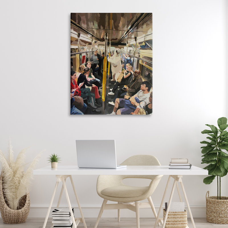 Ours polaire sur toile de métro, conception par Keith Thomson, H 48 po x l 36 po