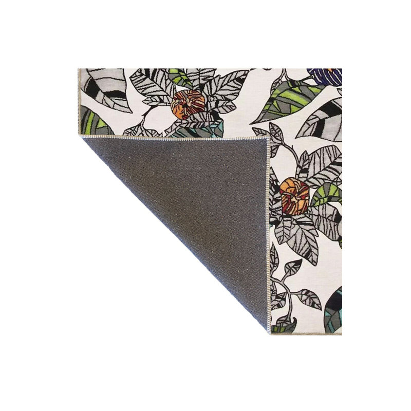 Tapis tissé à motif de feuilles lavable, Sous-tapis carré 3 pi 3 po inclus