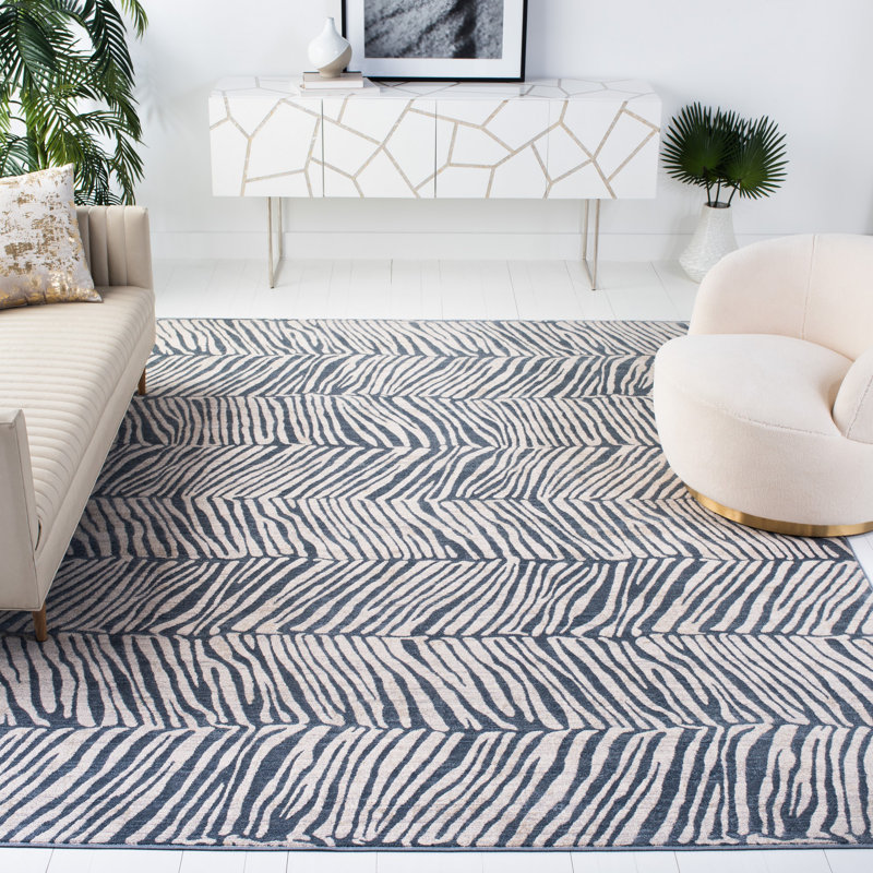 Tapis abstrait bleu clair / gris Cornellius, Rectangle 8 pi x 10 pi