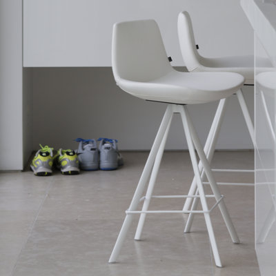 Swivel Upholstered Counter Stool with Metal Frame