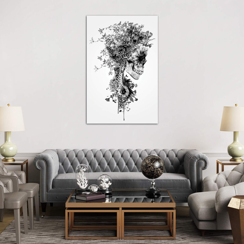 Skull B&W by Riza Peker - Wrapped Canvas Print, 66.04 cm H x 45.72 cm W x 1.91 cm D