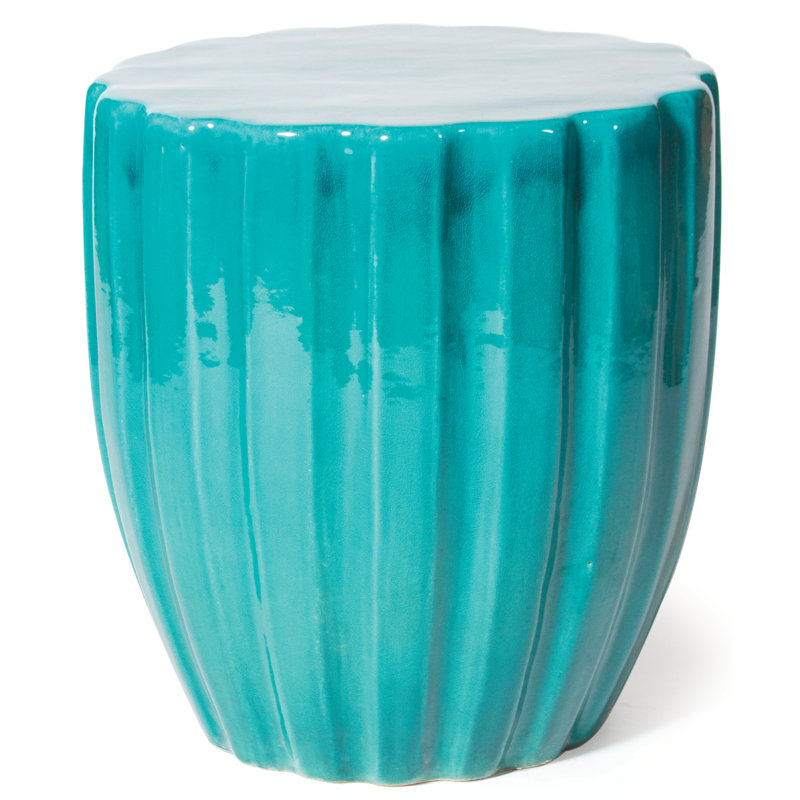 Ceramic Accent Stool, Aquamarine