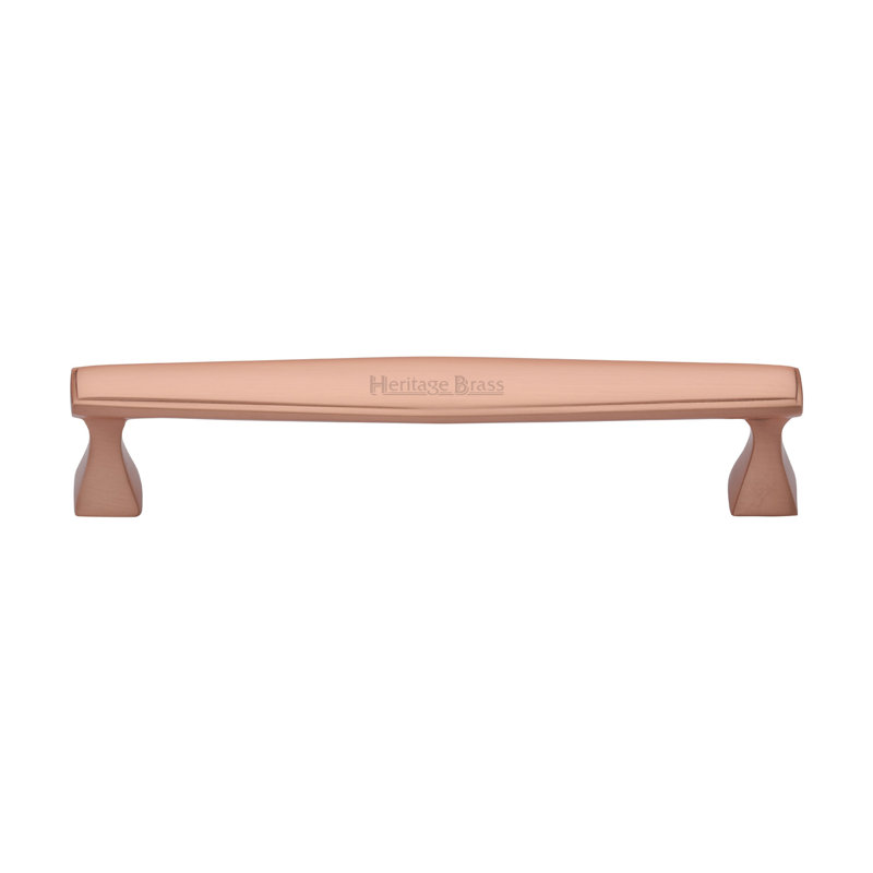 Heritage Brass Heritage Cabinet Pull Deco Design, 2.5cm H x 22cm W x 3.5cm D, Satin Rose Gold