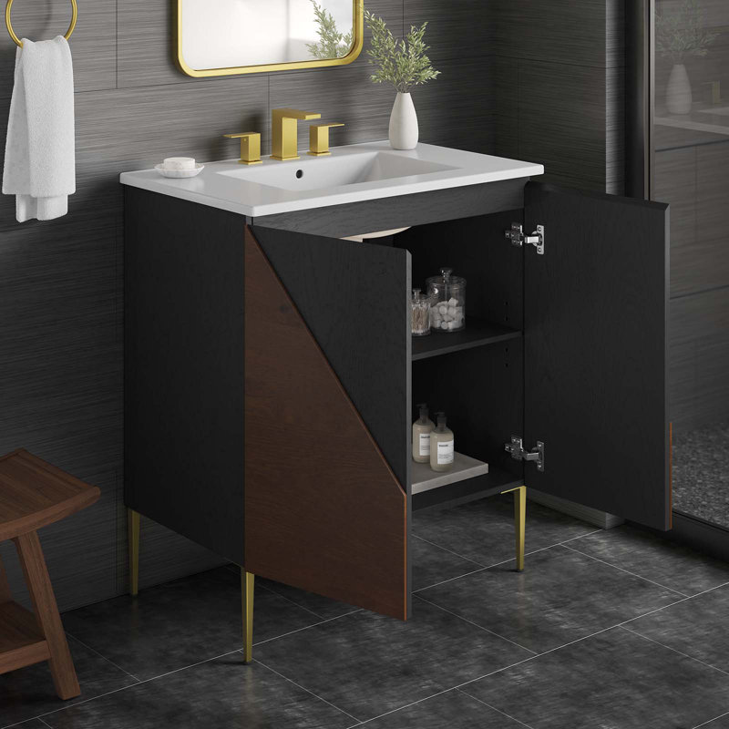 Meuble-lavabo sur pied simple Alchimist de Modway, Blanc, 30"
