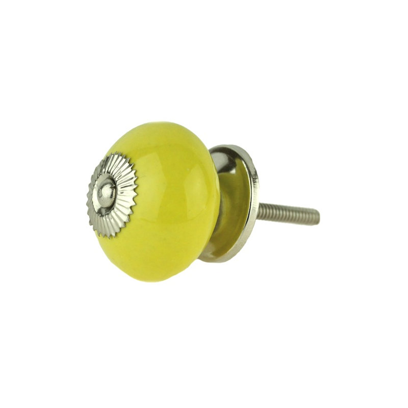(5 Pack) 1-1/2 inch Knob, YellowGreen/Nickel Rosette