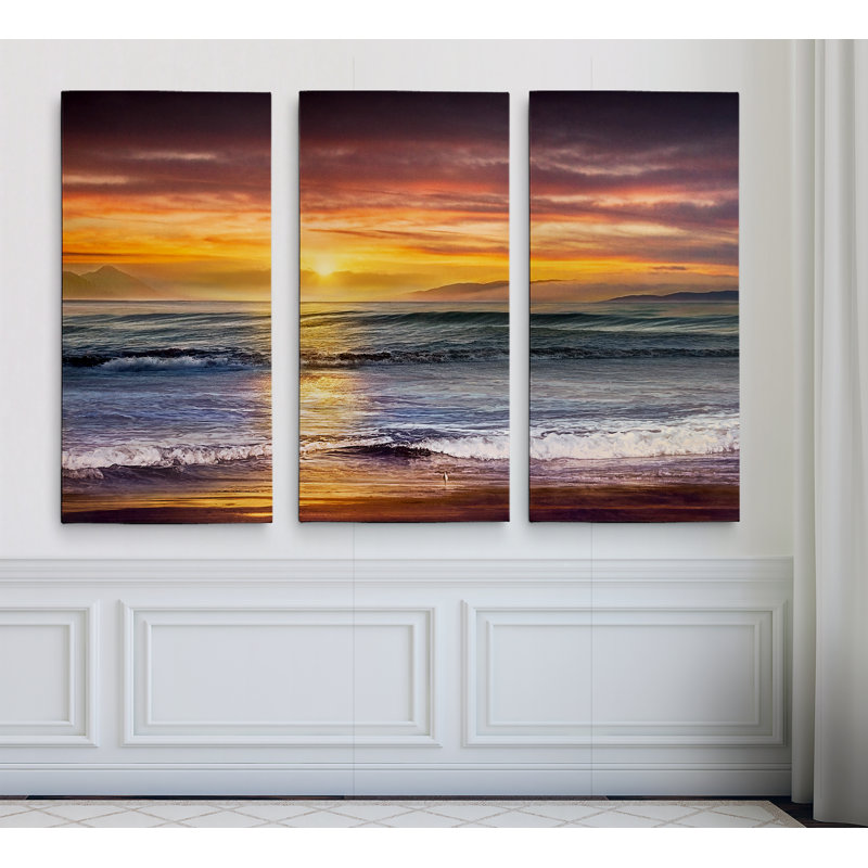 «Sundown Descanso Beach» - reproduction multi-pièces sur toile, H 24 po x l 36 po x P 1,5 po