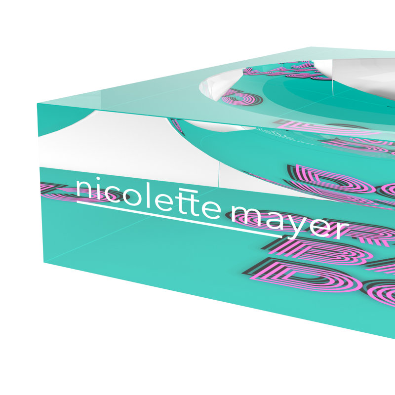 Square Abstract Decorative Tray, 6"W x 6"D x 2"H, Acqua Pink