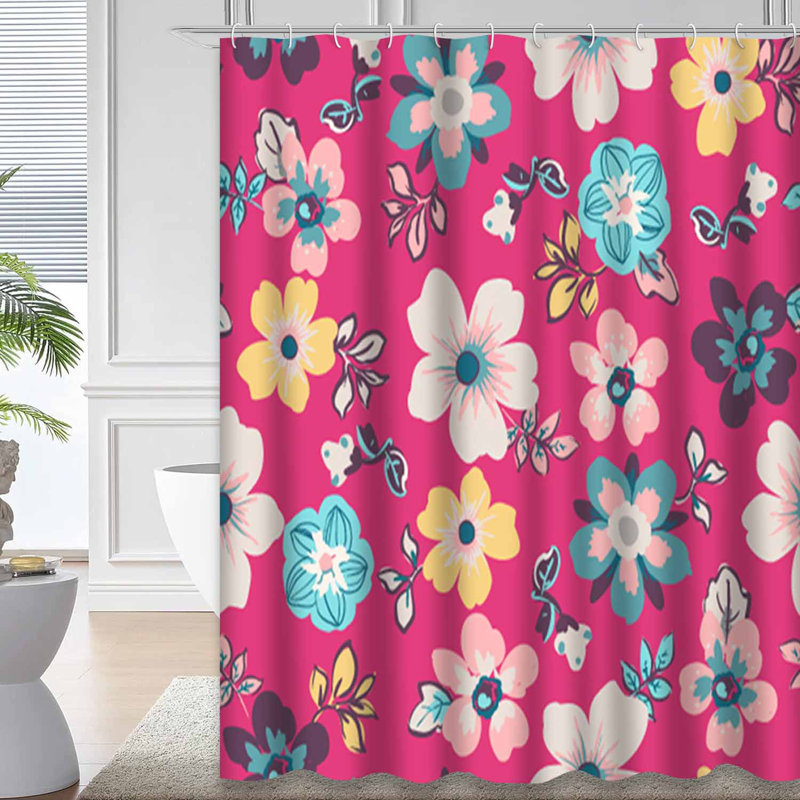 Rideau de douche sans couture à motif floral avec 12 crochets, L 72 po x l 72 po