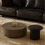 Table basse Mid-Century ronde en noyer