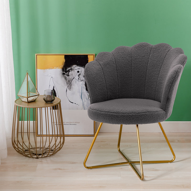 Fauteuil Papasan de 26,25 po de largeur, Fausse fourrure grise