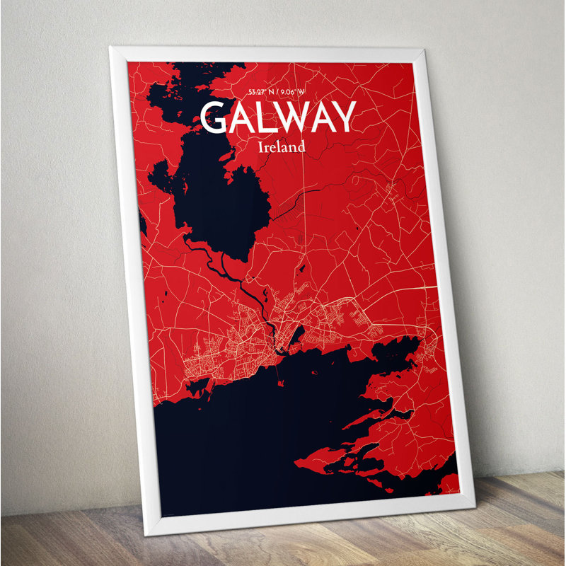 Galway City Map - No Frame Print, 91.4cm H x 61cm W x 0.1cm D