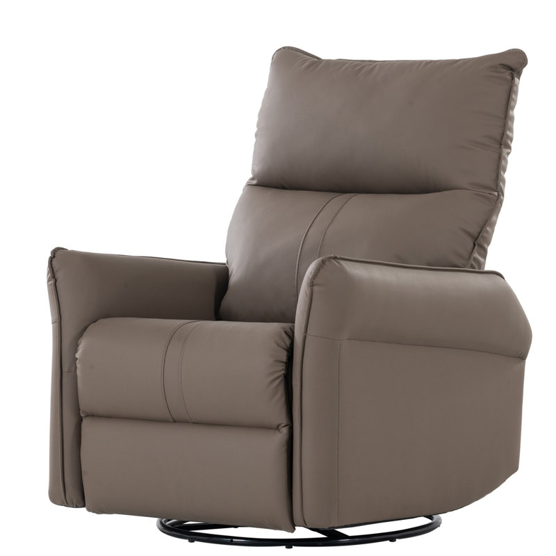 Modern Small Rocking Swivel Recliner Chair, Similicuir brun