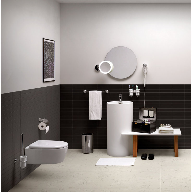 Elsa Wall Mounted Toilet Brush and Holder, Silver
