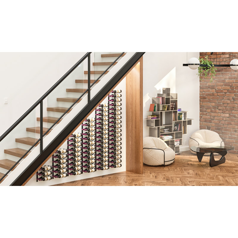 Ensemble de porte-bouteilles mural noir mat pour 126 bouteilles Indurial, H 72 po x l 78 po x P 8,5 po, Matte Black