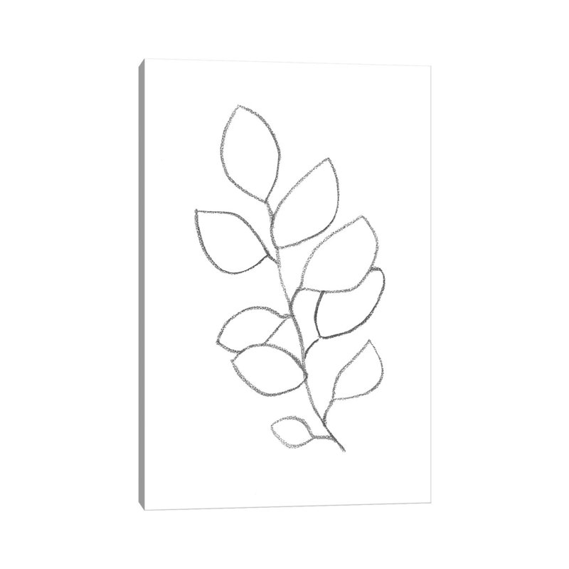 «Botanical Minimal Line Art», reproduction d'art sur toile tendue, H 18 po x l 12 po x 1,5 po