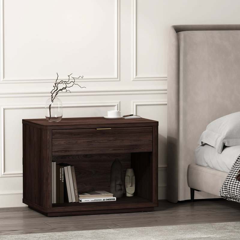 Table de chevet de style moderne pour le rangement de chevet, Brun
