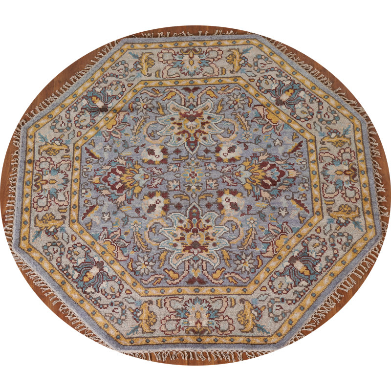 Tapis bleu traditionnel octogonal 6 x 6