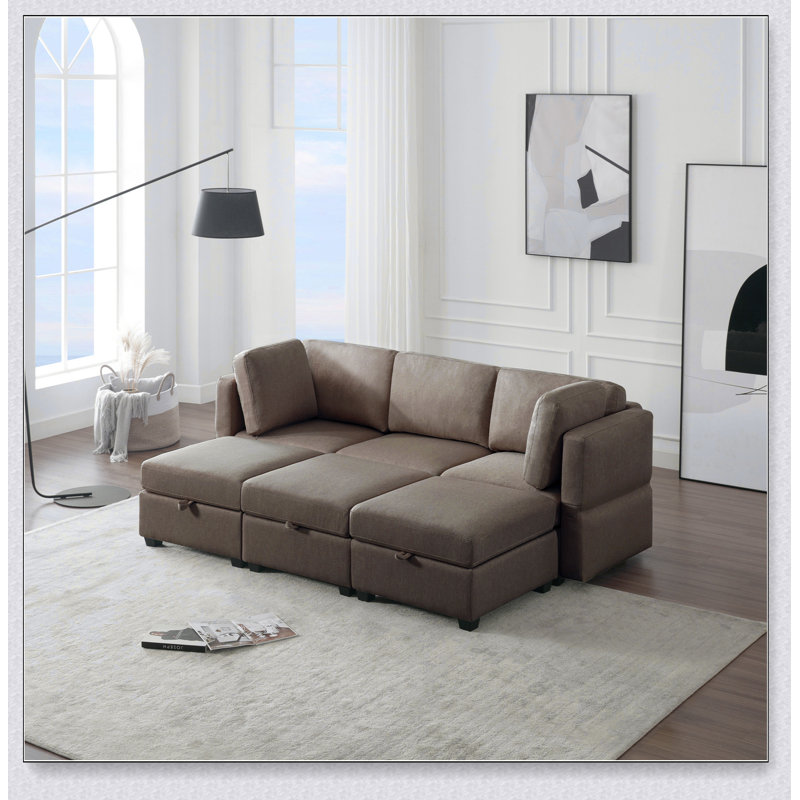 Canapé-lit avec rangement, canapé-lit avec repose-pieds réversible, 6, H 33 po x l 87,9 po x P 56,9 po