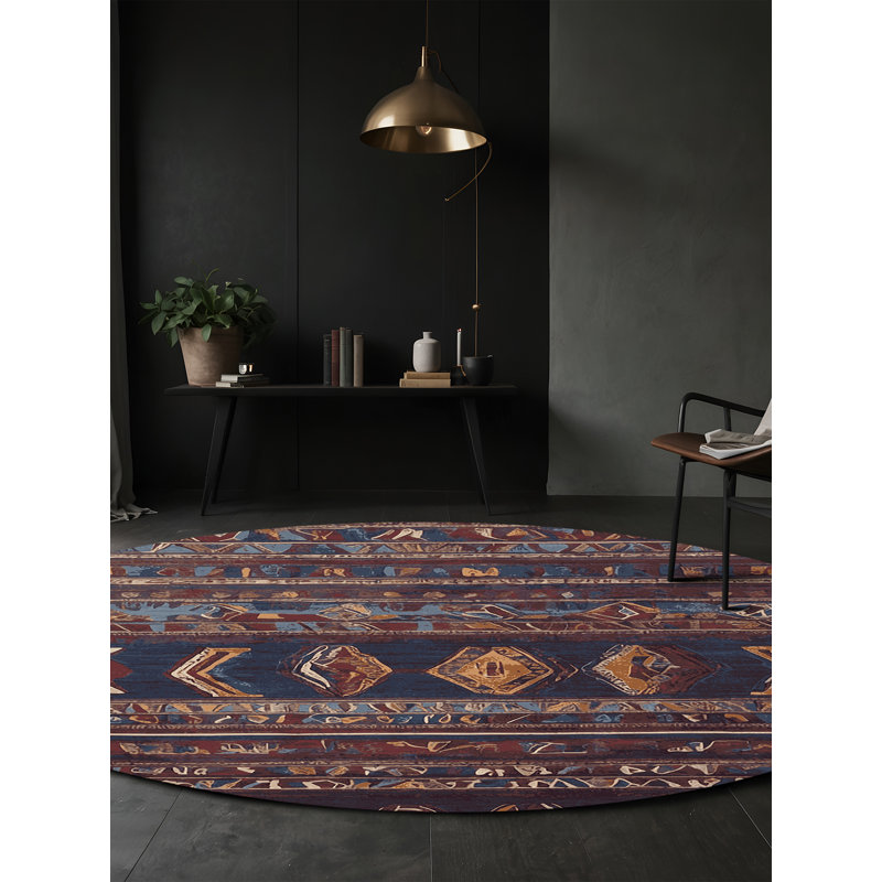 Machine Washable Black Area Rug, Round 7'