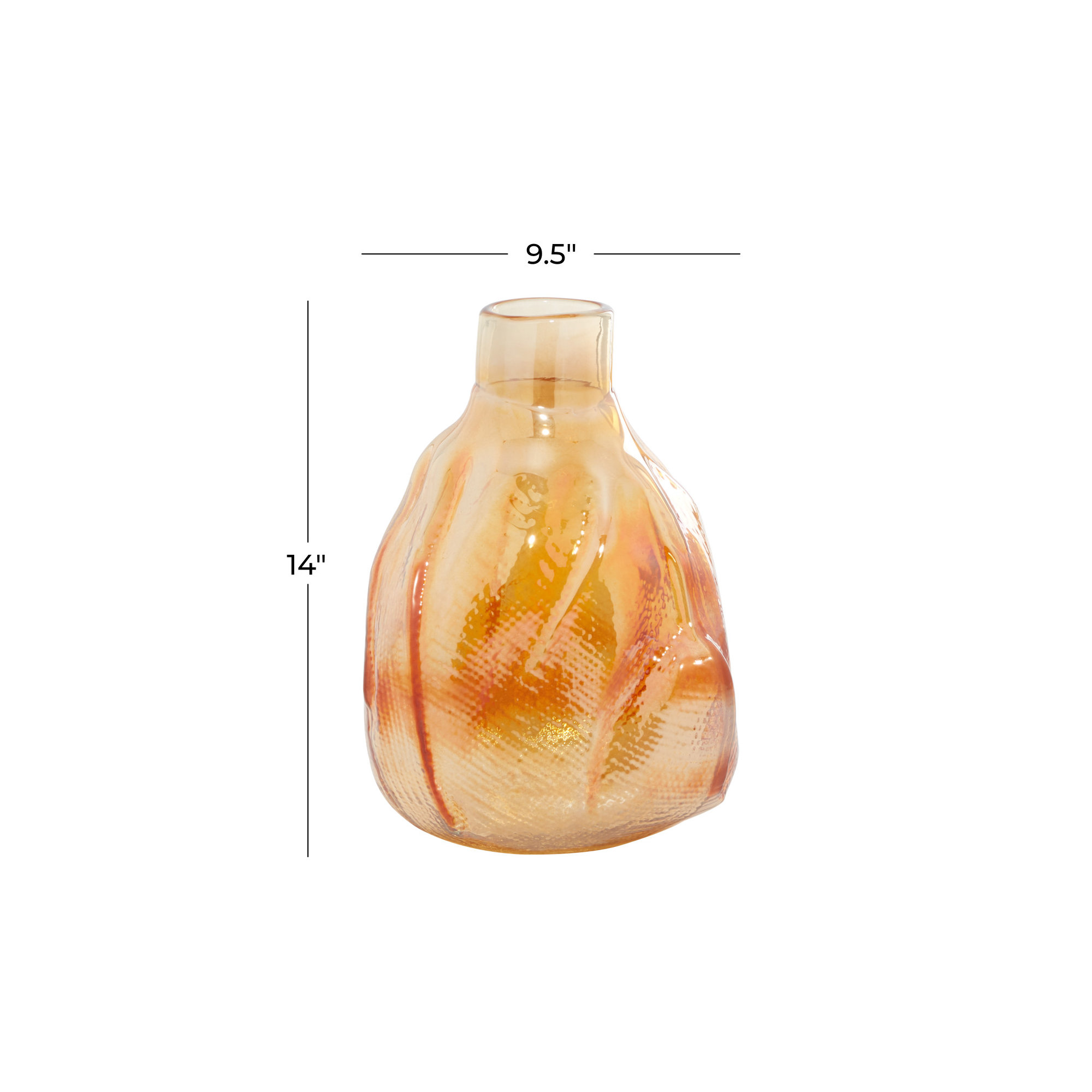 Isela Glass Table Vase, Gold, 13.85" H x 9.15" W x 9.50" D