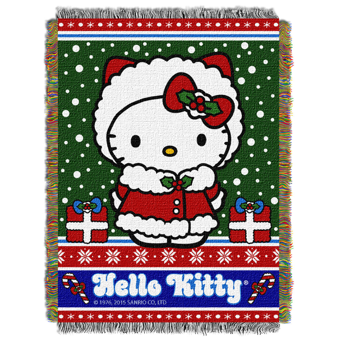 Sanrio Hello Kitty Throw Blanket, Snowy Kitty Holiday Seasonal Decor, 48x60 Inches Northwest Co.