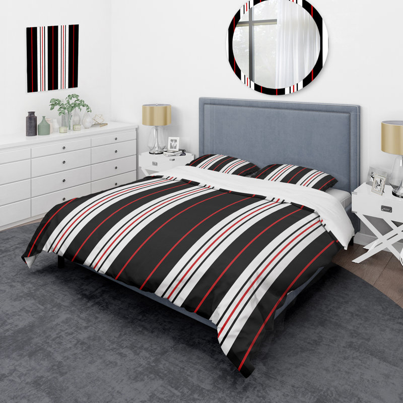 Ensemble de housse de couette en microfibre noir / blanc 3 pièces, Housse de couette pour très grand lit et 2 très