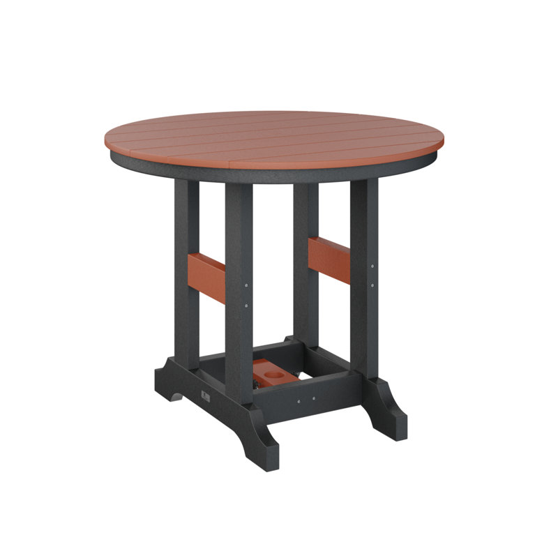 Garden Classic Outdoor Round Dining Table, Mango Orange, Black