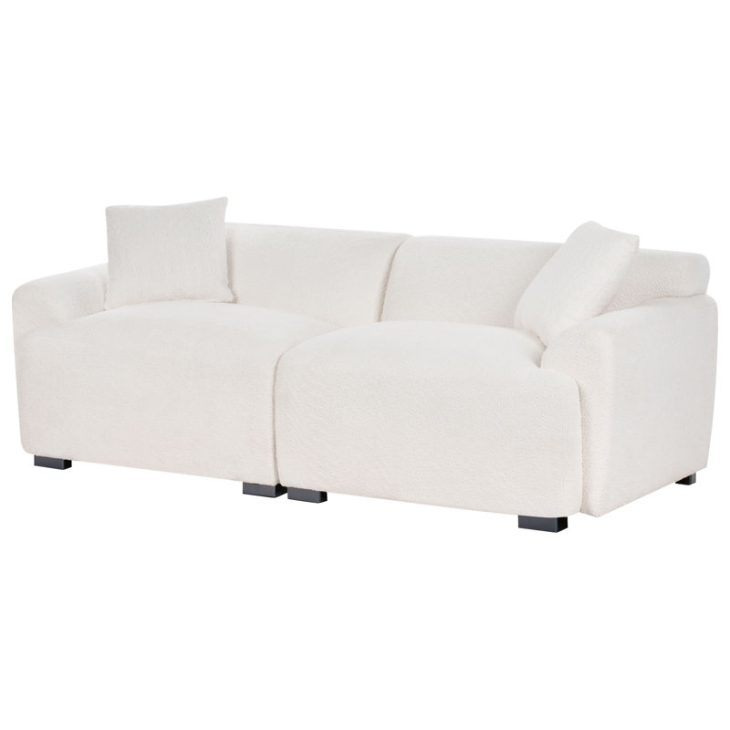 3 Seater Fabric Sofa Beige Takoya, White