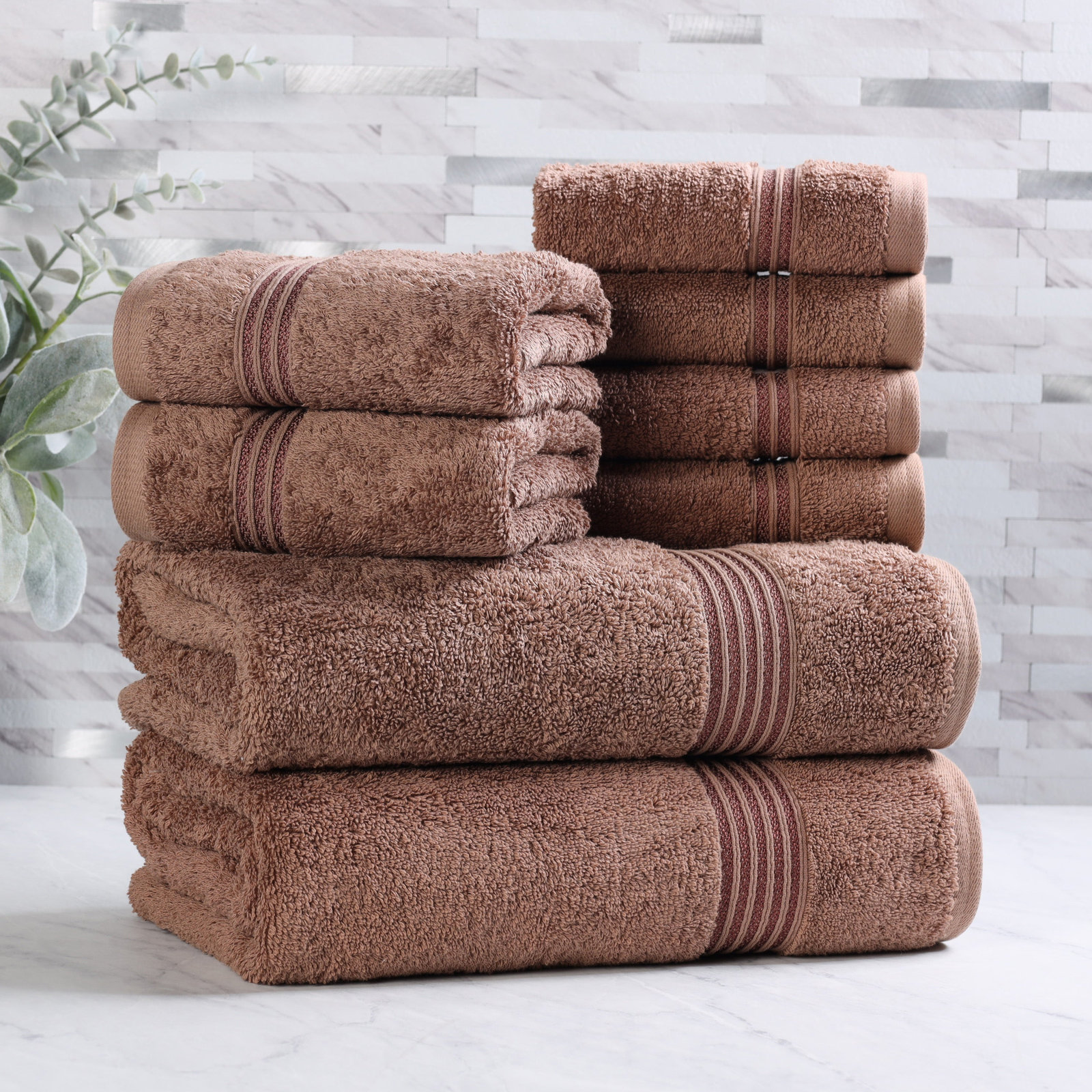 Alexia 8-Piece Egyptian Cotton Towel Set, Mocha