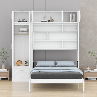 Lit escamotable mural avec armoire supérieure