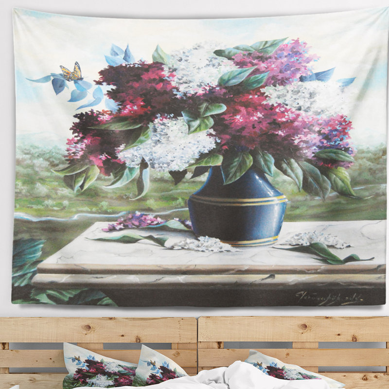 Tapisserie à fleurs, H 32 po x l 39 po