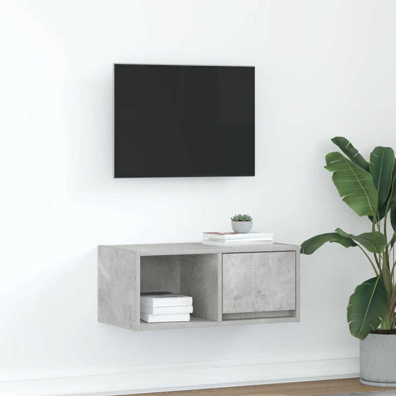 TV Cabinet 80X31x25.5 Cm Engineered Wood, 60 cm, Concrete Grey