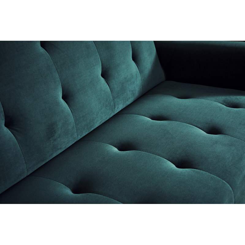 Chillax Dream 83.86" Velvet Square Arm Sleeper Sofa, Opal Green