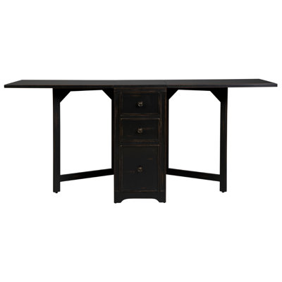 Furniture Drop Leaf Mahogany Wood Executive Desk in Black Finish by 17 Stories
