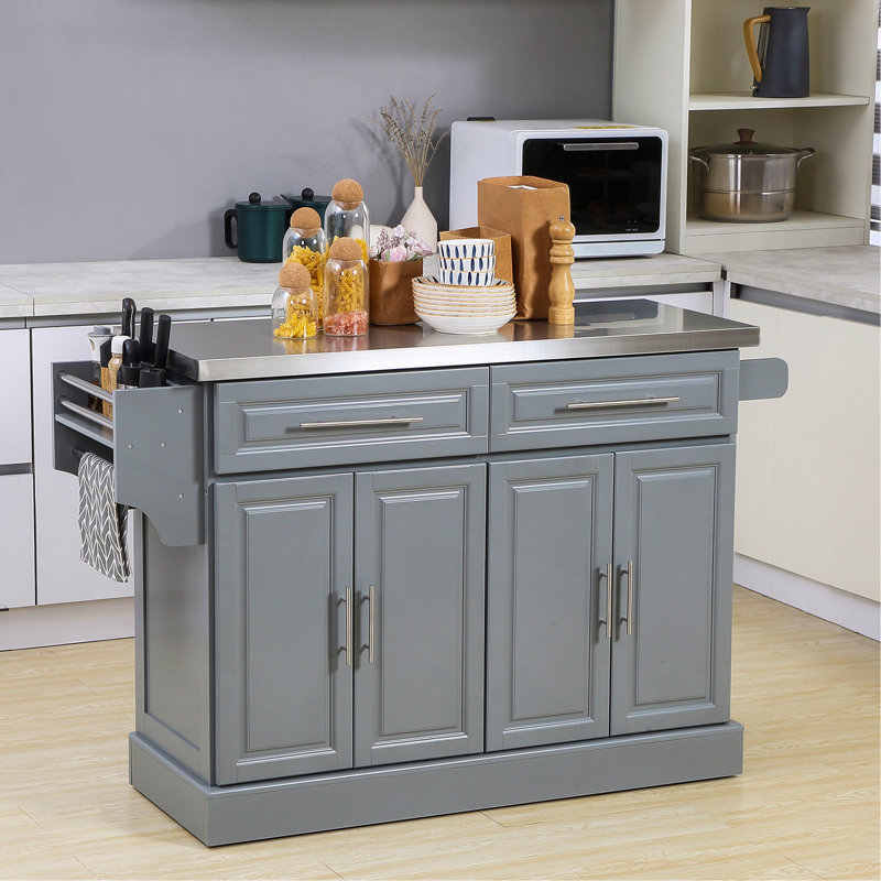 Îlot de cuisine polyvalent avec rangement abondant pour les délices culinaires, Gris